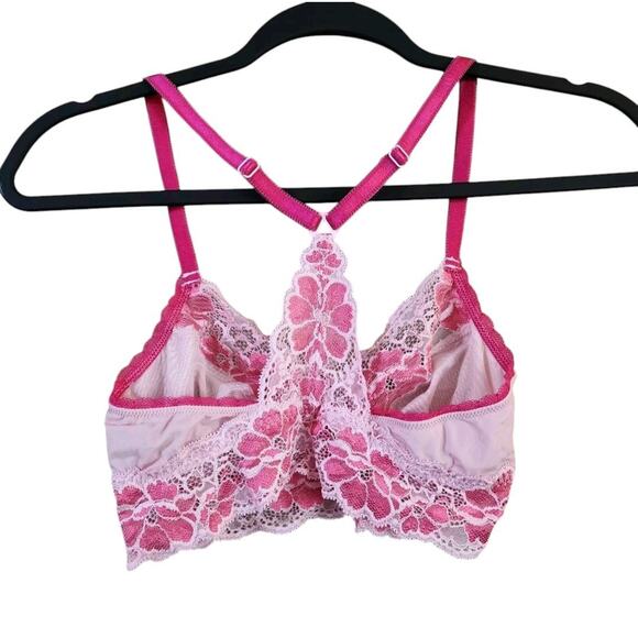 Adore Me Womens Bralette Size XS Pink Lace Racerback Surplice Adjustable Straps - Picture 3 of 7